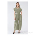 New Arrivals Women's Overalls Pleated V-neck Pants